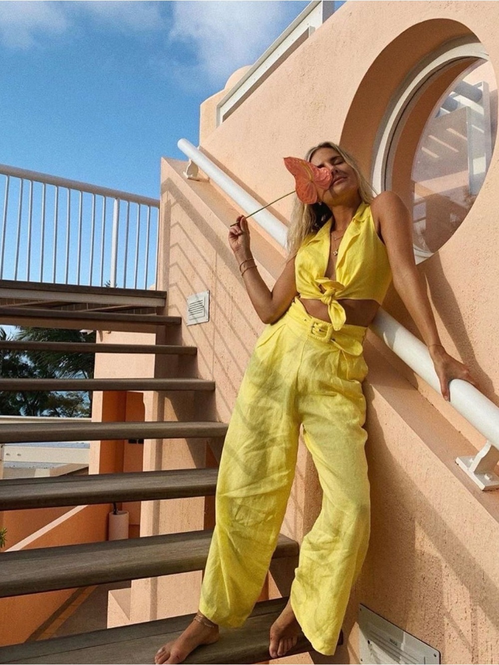 NWT Faithfull the Brand Bright Yellow Linen Top sz M